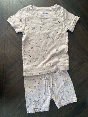 Old Navy Gray Rocket Short Pajama Set with Neon Green Accents
